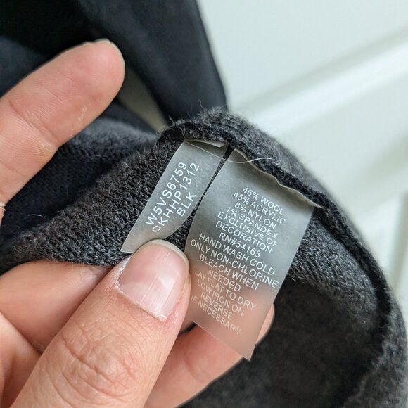 Calvin Klein Cardigan Women 1X Black Open Front Buckle Wool Blend Sweater Jacket - Picture 9 of 9